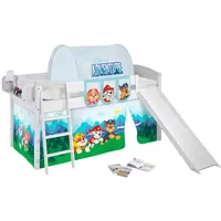 Lilokids Kinderbett Hochbett IDA mit Rutsche & Vorhang PAW PATROL 200x90cm