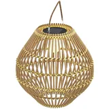 Outsunny Solarleuchte, Rattan Gartenleuchte, Wasserdichte Solarlampe mit Lichtsensor, LED Gartenlampe mit Trommel-Design, für Terrasse, Balkon,