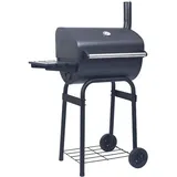 vidaXL Holzkohlegrill Smoker mit Unterer Ablage schwarz