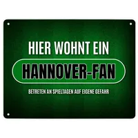Trendaffe Hier wohnt ein Hannover-Fan Metallschild XL mit Rasen
