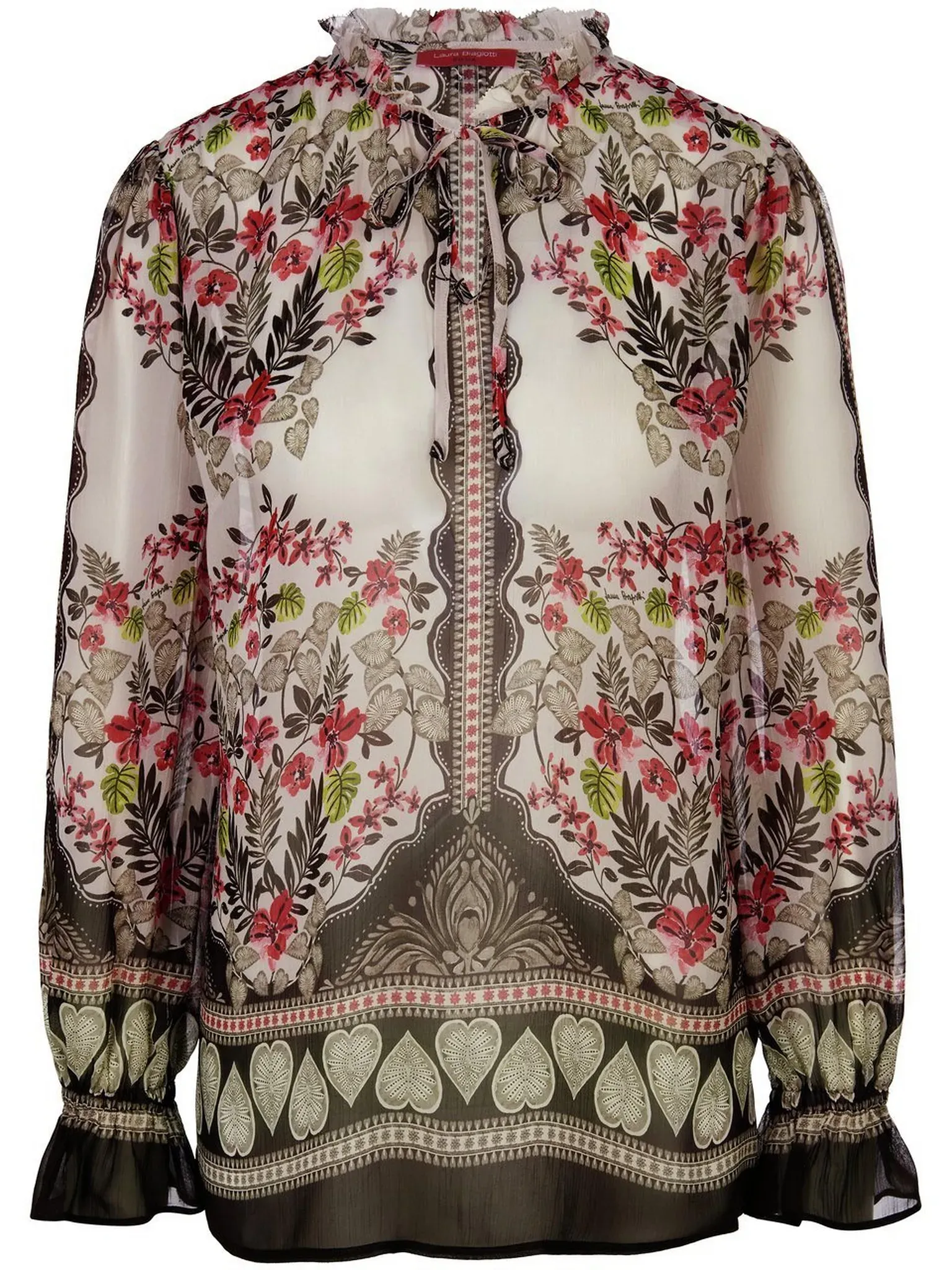 La blouse avec motif bouquets fleurs  Laura Biagiotti Roma beige