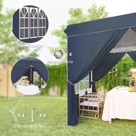 Outsunny Faltpavillon 2,5 x 2,5 m inkl. 4 Seitenteile Blau