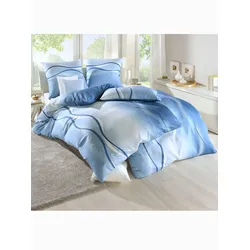Bettwäsche BIERBAUM Gr. 1, blau, B/L: 135cm x 200cm, Bettbezüge: Kissenbezüge:, 2-teilige Garnitur St., Mako-Satin, B/L: 80cm x 80cm, Mako-Satin, 100% Baumwolle, Bettwäsche