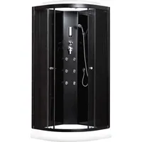 DUSCHTEMPEL FERTIGDUSCHE DUSCHKABINE GLAS KOMPLETTDUSCHE 80 X 80 cm Radio Led - Schwarz