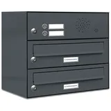 AL Briefkastensysteme 2er Premium Briefkastenanlage Anthrazit inkl. Zeitungsfach