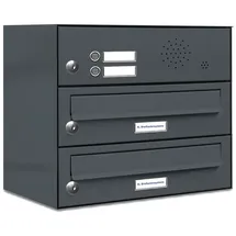 AL Briefkastensysteme 2er Premium Briefkastenanlage Anthrazit inkl. Zeitungsfach