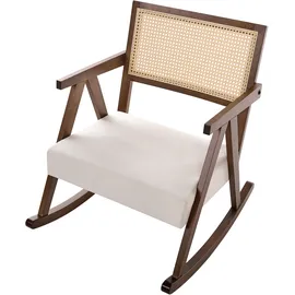 Beliani Schaukelsessel RYA Stoff 70 x 100 x 80 cm Beige/Braun neigbar, gepolstert