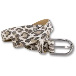 Ledergürtel SILBERGIFT, Damen, Gr. 95, beige, Rindsleder, feminin,modisch, Gürtel, Animal-Design, glänzende silberfarbene Schließe