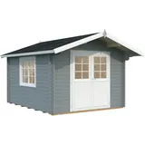 Palmako Gartenhaus Sally 10,2 m2 - 44 mm hellgrau/weiß lackiert