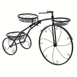 Yopption Pflanzenregal Fahrrad, Fahrrad-Pflanzenständer mit Blumenregal mit 3 Körben, Pflanzenständer Blumentopfständer für Terrasse, Garten, Balkon, Hof,Schwarz