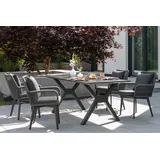 Mr. Deko Gartenmöbelset Diningsessel Marbella mit Tisch Granada 200 x 90 cm - Grau