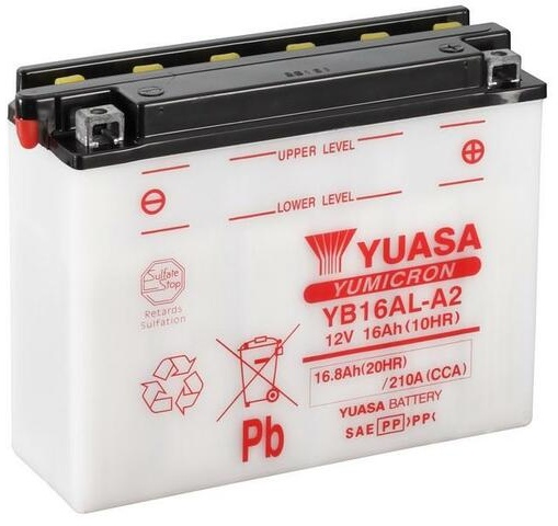 YUASA YB16AL-A2 Batterie ohne Säurepack