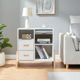 [en.casa] Sideboard Kvaefjord 66x60x40 cm mit einer Jalousietür Weiß/Grau