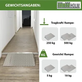 Trutzholm Türschwellenrampe ca. 10 cm Höhe Traglast 250 kg Aluminium grau Stufenrampe