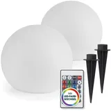 EasyMaxx Solarleuchte Kunststoff 20 cm 2er Set weiß