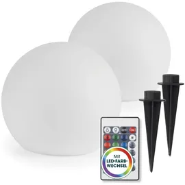EasyMaxx Solarleuchte Kunststoff 20 cm 2er Set weiß