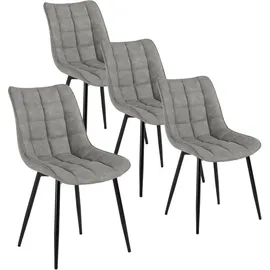 Woltu Esszimmerstuhl Kunstleder grau 4er Set