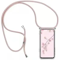 HongMan Handykette Handyhülle für Huawei P20 Lite mit Band - Transparent Handy-Kette Handy Hülle mit Kordel zum Umhängen Handyanhänger Halsband Lanyard Case - Roségold