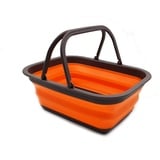 SAMMART 9.2L zusammenklappbar Containeranne mit Griff-tragbarer Picknickkorb für den Außenbereich–platzsparender Aufbewahrungsbehälter (Braun/Orange)