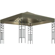 vidaXL Pavillon mit LED-Lichterkette 3x3 m Taupe