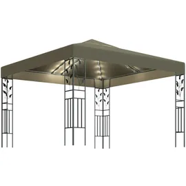 vidaXL Pavillon mit LED-Lichterkette 3x3 m Taupe