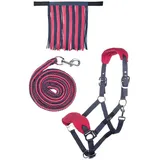 HKM Halfter Fliegenfransen Grau/Pink, Pony