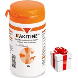 VETOQUINOL Ipakitin 60g für Katzen und Hunde zur Verbesserung der Nierenfunktion + Überraschung für den Hund
