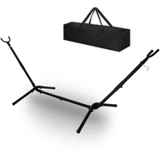 SPRINGOS Hängemattengestell Metall 120 kg – Stabiler, Regulierbarer Ständer für Hängematte mit Gestell, Outdoor Hängematte Gestell, Schwarz inkl. Tragetasche