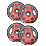 Bad Company K-Grip Hantelscheiben mit Griffen I Kunststoff ummantelte Gewichte 30/31 mm I 4 x 5 kg (schwarz/rot)