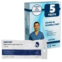 Antigen Schnelltest - 5 Stk. - SARS-CoV-2 Selbsttest für Zuhause - Ergebnis in 15 Minuten - Nasenabstrich hygienisch einzeln verpackt