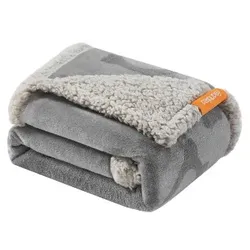 FEANDREA Wasserdichte Hundedecke Sherpa Fleece Grau M