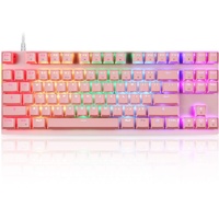 Motospeed Professionelle Gaming-Tastatur, mechanisch, RGB-Regenbogen-Hintergrundbeleuchtung, 87 Tasten, beleuchteter Computer, USB-Gaming-Tastatur für Mac & PC, Rosa