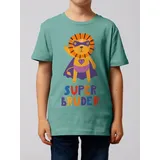 wat? APPAREL T-Shirt Löwe Superbruder in Teal Monstera | Gr.: 110/116