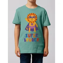 wat? APPAREL T-Shirt Löwe Superbruder in Teal Monstera | Gr.: 110/116