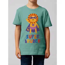 wat? APPAREL T-Shirt Löwe Superbruder in Teal Monstera | Gr.: 110/116