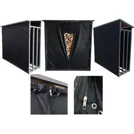 Quick Star Kaminholzregal Metall 130 x 70 x 185 cm mit Wetterschutz Anthrazit