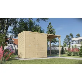 BERTILO KONIFERA Beno 2 Plus Fineline Flachdach", BxT: 373x170 cm mit Anbaudach