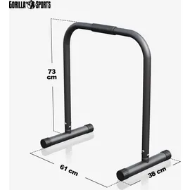 Gorilla Sports GORILLA SPORTS® Dip Barren - 2er Set, 61 x 38 x 73 cm, bis 200 kg, rutschfest, Schwarz - Fitness Parallettes, Dip Station, Push Up Stand Bar, Dip ... - Schwarz