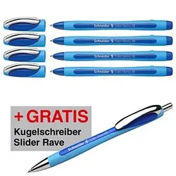 AKTION: Schneider Kugelschreiber Slider Memo blau, Schreibfarbe: blau, 4 St. + GRATIS Schneider Kugelschreiber Slider Rave XB blau