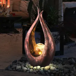 LED Solar Außen Deko Leuchte Glas Kugel Steh Leuchte Garten Dekoration bronze Lampe Rasen Weg Beleuchtung