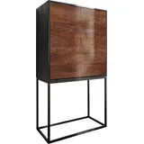 DeLife Highboard Vaag Sheesham Natur Mango Schwarz Metall Schwarz 2 Türen, Highboards