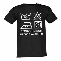 Lustige & Witzige T-Shirts T-Shirt T-Shirt Remove Person before Washing Fun-Shirt Party Spruch Logo 63. Logo T-Shirt, T-Shirt, Audruck, Spruch schwarz