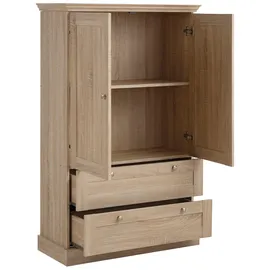 otto home HOME "Binz, Wäscheschrank, Mehrzweckschrank, skandinavischer Landhausstil", weiß (weiß, eichefarben), B:84cm H:130cm T:35cm, FSC-zertifizierter Holzwerkstoff, MDF, Spanplatte, Schränke, Drehtürenschrank, viele Stauraummöglichkeiten, Metallgriffe, Türen