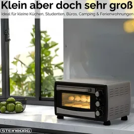 Steinborg Mini Backofen 20 Liter mit Umluft 1380W in schwarz
