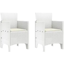 vidaXL Garten Essgruppe 3 pcs Weiß Polt Rattan