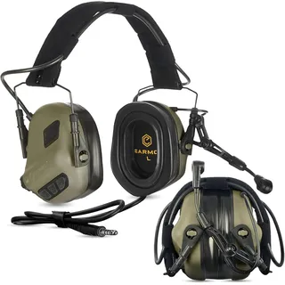 Earmor M32 Plus Elektronisches Helm-Headset – Gehörschutz mit Mikrofon & Klangeinstellung – IPX5 Wasserbeständig, Helmkompatibel für Outdoor-Aktivitäten (Grün)