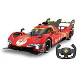 Jamara Ferrari 499P 1:14 rot 2,4GHz Tür manuell - Offiziell lizenziert, detailgetreuer Innenraum, originalgetreue Lackierung, transparente Windschutzscheibe, LED Licht, RC-Auto