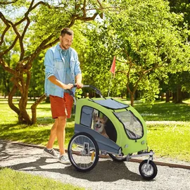 PawHut Hundeanhänger Jogger 2 in 1 grün/grau