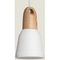 LEDKIA Retilles 1-flg. E27 40 cm rund weiß Keramik Holz