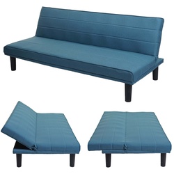 Schlafsofa MCW-J17, Couch Klappsofa Gästebett Bettsofa, Schlaffunktion Stoff/Textil 165cm ~ türkis-blau
